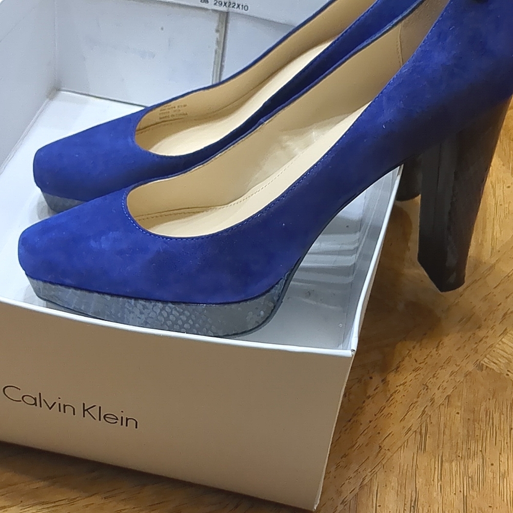 Calvin Klein Suede & Snakeskin Pumps